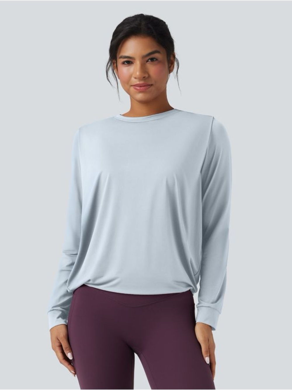 Halara Round Neck Long Sleeve Ruched Yoga Sports Top-UPF50+ Womens Size Small